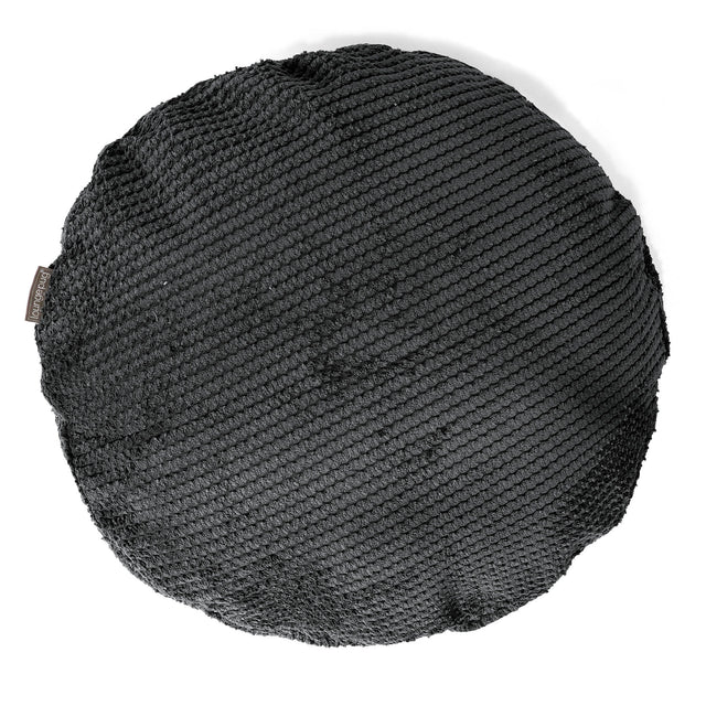 Housse de Coussin Rond 50cm - Velours Côtelé Gaufré Noir 01