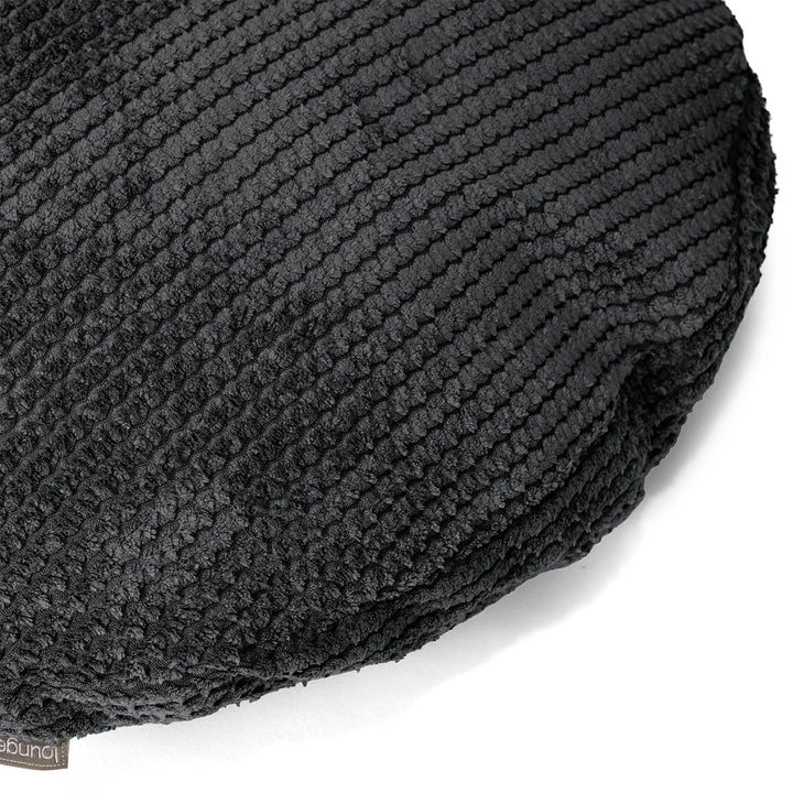 Housse de Coussin Rond 50cm - Velours Côtelé Gaufré Noir 02