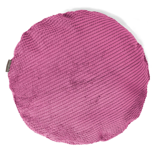 Housse de Coussin Rond 50cm - Velours Côtelé Gaufré Rose 01