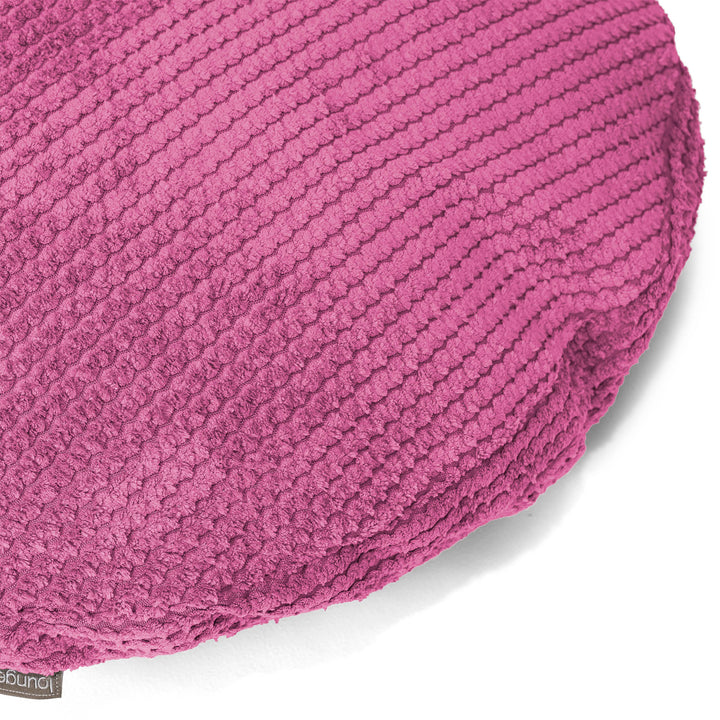 Housse de Coussin Rond 50cm - Velours Côtelé Gaufré Rose 02