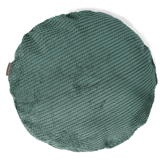 Housse de Coussin Rond 50cm - Velours Côtelé Gaufré Vert Mousse 01