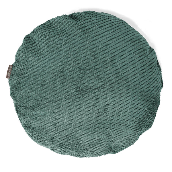 Housse de Coussin Rond 50cm - Velours Côtelé Gaufré Vert Mousse 01