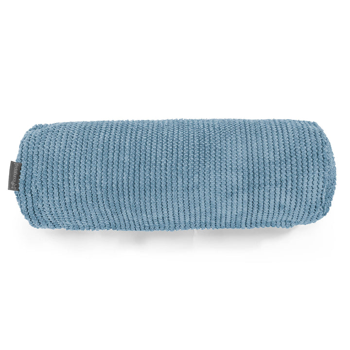 Housse de Traversin 20 x 55cm - Velours Côtelé Gaufré Bleu Ciel 02