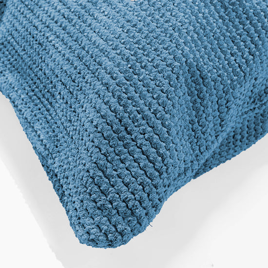 Housse de Traversin 20 x 55cm - Velours Côtelé Gaufré Bleu Ciel 03