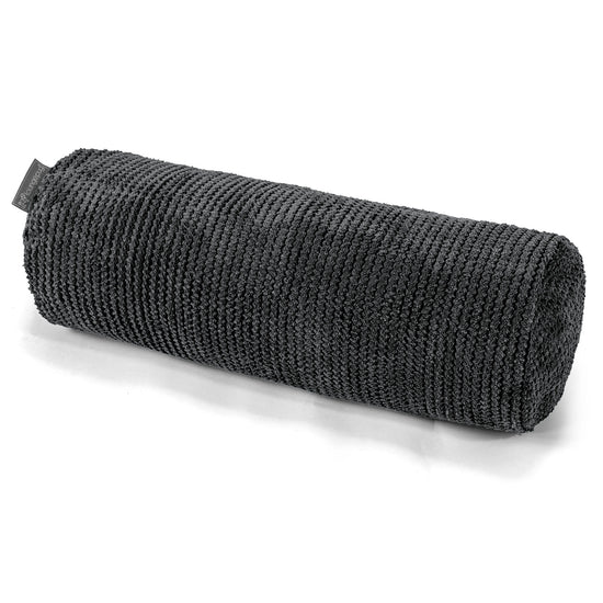 Housse de Traversin 20 x 55cm - Velours Côtelé Gaufré Noir 01