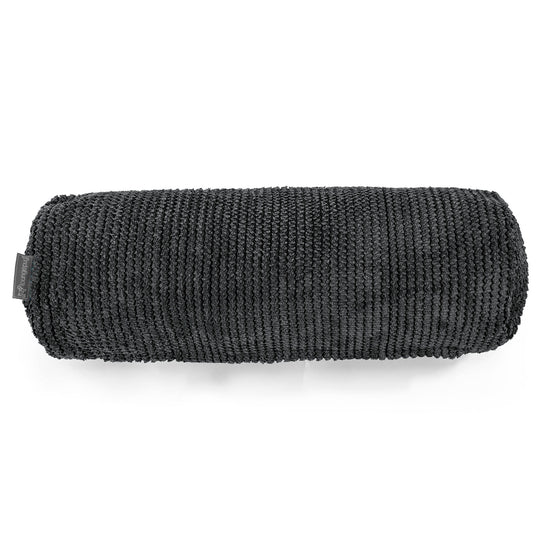 Housse de Traversin 20 x 55cm - Velours Côtelé Gaufré Noir 02