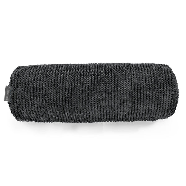 Housse de Traversin 20 x 55cm - Velours Côtelé Gaufré Noir 01