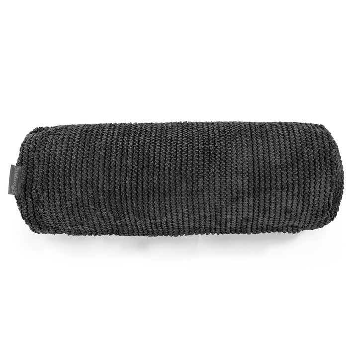 Housse de Traversin 20 x 55cm - Velours Côtelé Gaufré Noir 02