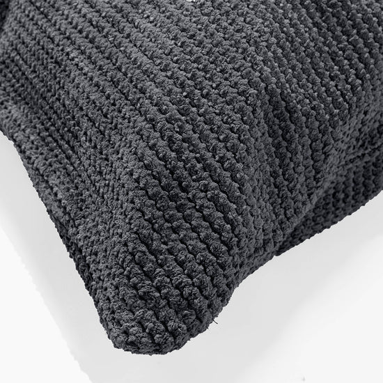 Housse de Traversin 20 x 55cm - Velours Côtelé Gaufré Noir 03