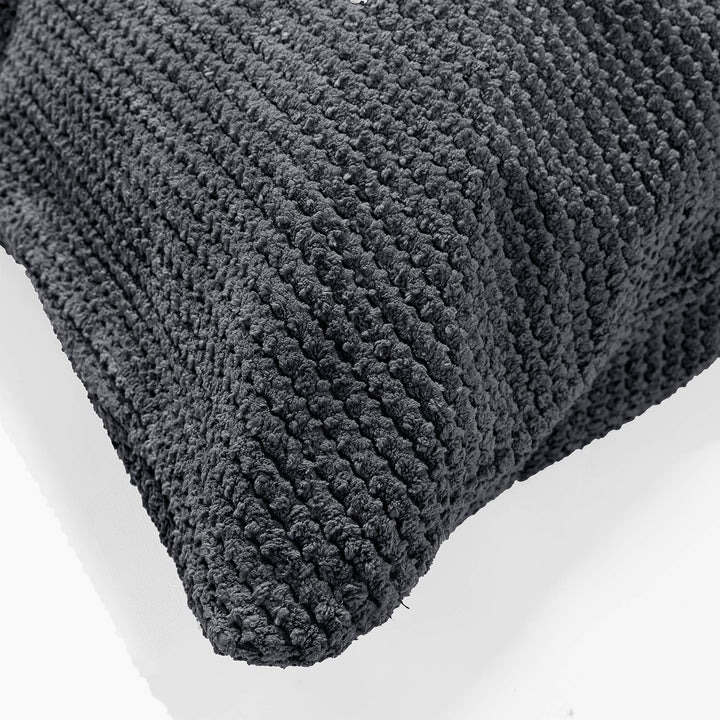 Housse de Traversin 20 x 55cm - Velours Côtelé Gaufré Noir 03