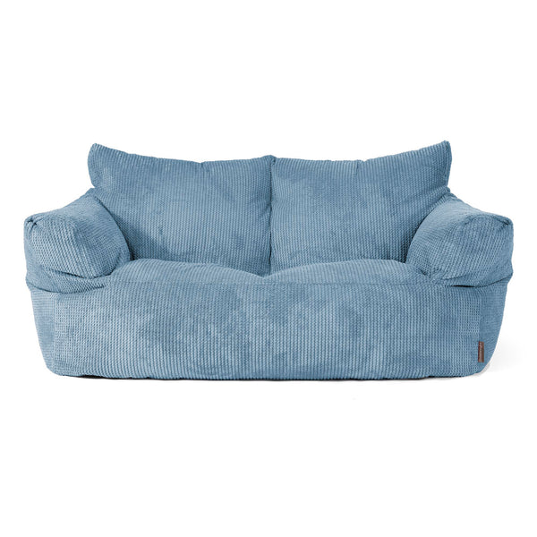 Joséphine Canapé Pouf - Velours Côtelé Gaufré Bleu Ciel 01