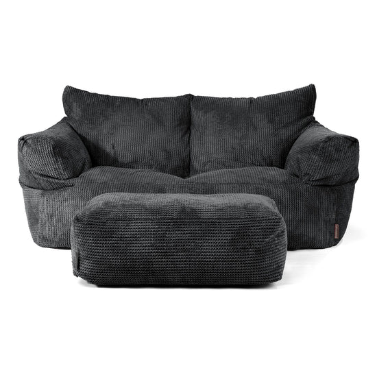 Joséphine Canapé Pouf - Velours Côtelé Gaufré Noir 02