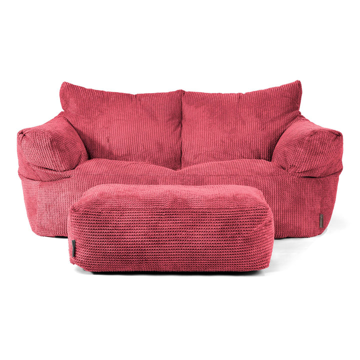 Joséphine Canapé Pouf - Velours Côtelé Gaufré Rouge pastel 02
