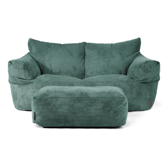 Joséphine Canapé Pouf - Velours Côtelé Gaufré Vert Mousse 02