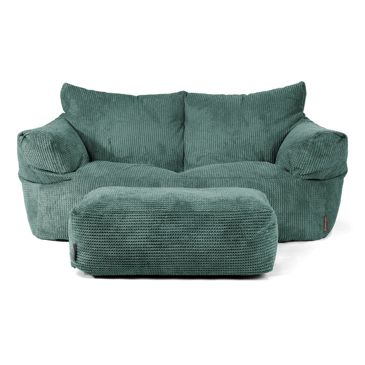 Joséphine Canapé Pouf - Velours Côtelé Gaufré Vert Mousse 02