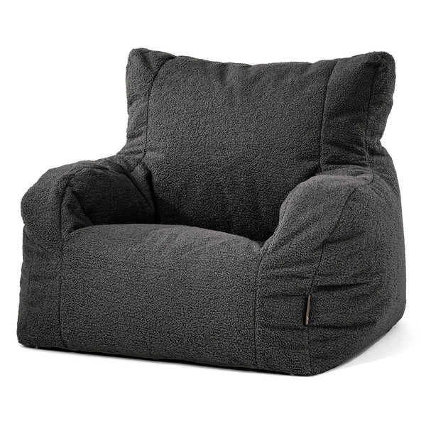 Joséphine Pouf Fauteuil Design - Bouclé Anthracite 01