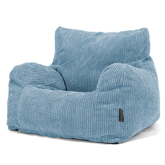 Joséphine Pouf Fauteuil Design - Velours Côtelé Gaufré Bleu Ciel 01