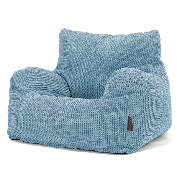Joséphine Pouf Fauteuil Design - Velours Côtelé Gaufré Bleu Ciel 01