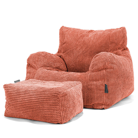 Joséphine Pouf Fauteuil Design - Velours Côtelé Gaufré Citrouille 02