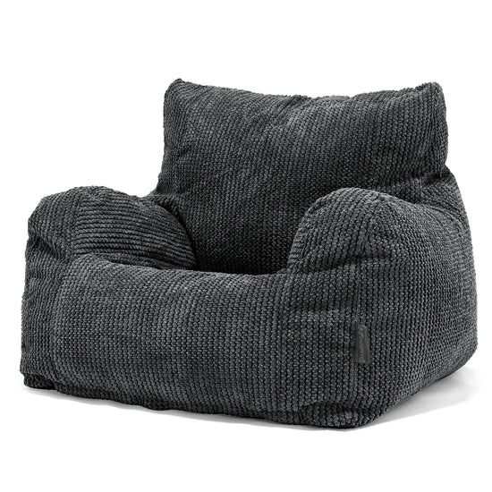 Joséphine Pouf Fauteuil Design - Velours Côtelé Gaufré Noir 01