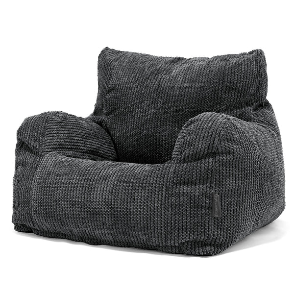 Joséphine Pouf Fauteuil Design - Velours Côtelé Gaufré Noir 01