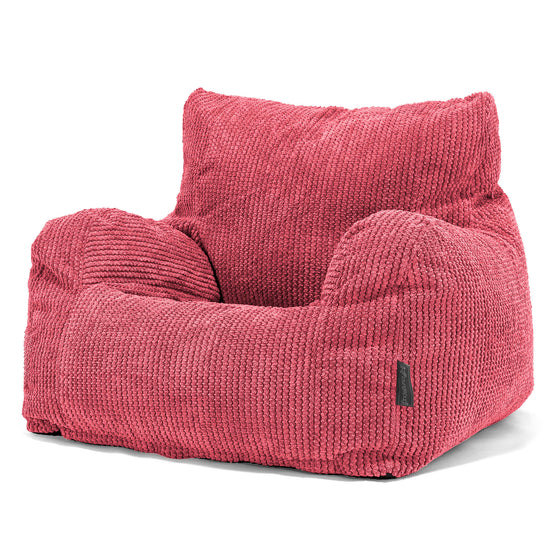 Joséphine Pouf Fauteuil Design - Velours Côtelé Gaufré Rouge pastel 01