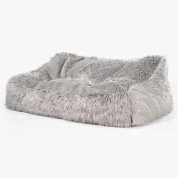 Le Canapé Pouf Doudou - Imitation fourrure à poils longs Gris 01