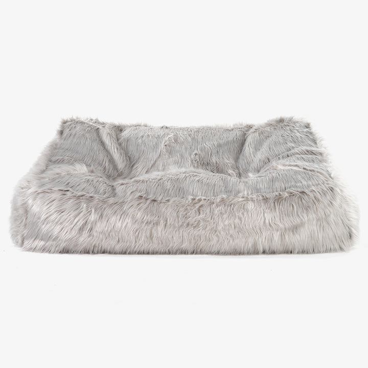 Le Canapé Pouf Doudou - Imitation fourrure à poils longs Gris 01