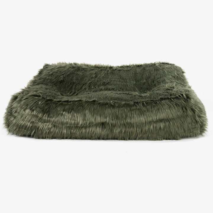 Le Canapé Pouf Doudou - Imitation fourrure à poils longs Vert sauge 01