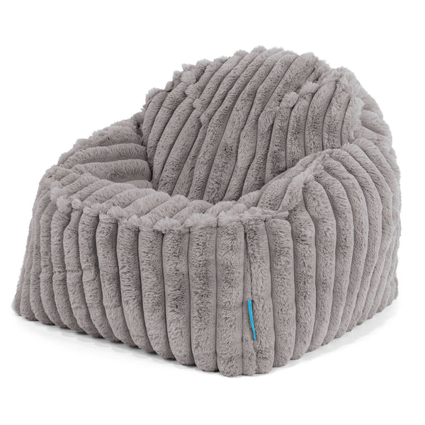 Le Pouf Enfant Doudou 2-6 ans - Velours Côtelé Ultra Pelucheux Gris 01