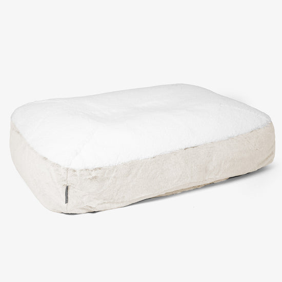 Lit pour Chien, Taille Large - Fausse Fourrure Lapin Blanc 01