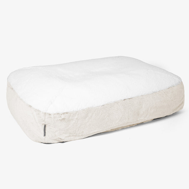 Lit pour Chien, Taille Large - Fausse Fourrure Lapin Blanc 01