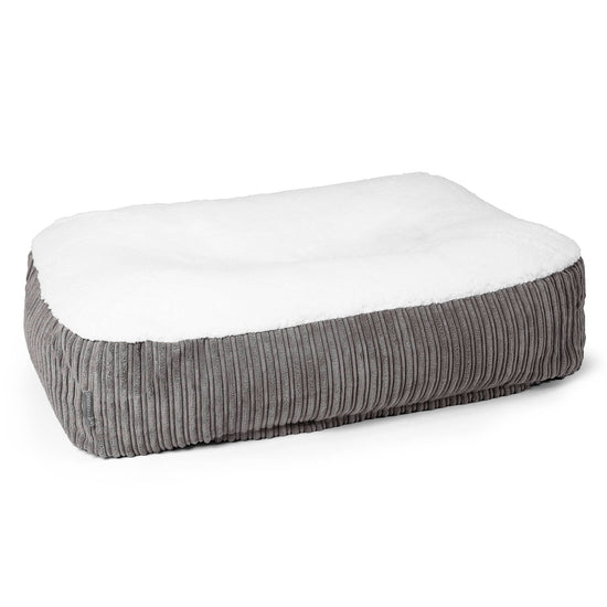 Lit pour Chien, Taille Large - Sherpa & Côtelé Anthracite 01