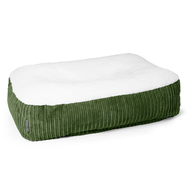 Lit pour Chien, Taille Large - Sherpa & Côtelé Vert Forêt 01