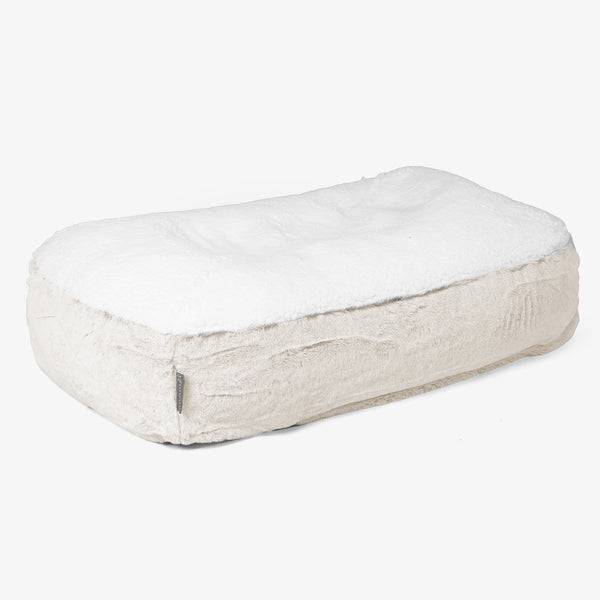 Lit pour Chien, Taille Moyenne - Fausse Fourrure Lapin Blanc 01