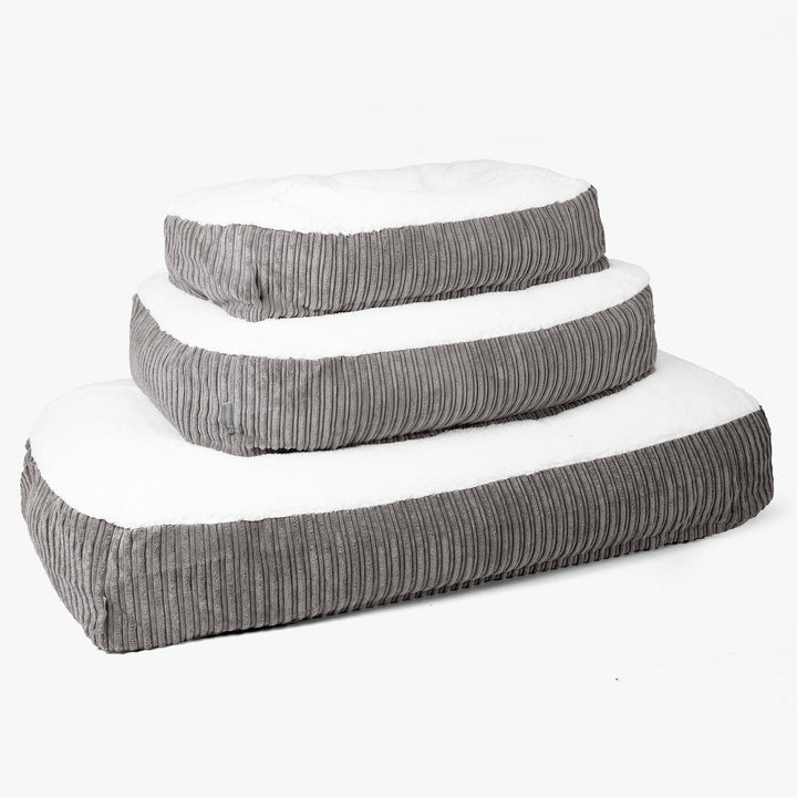 Lit pour Chien, Taille Moyenne - Sherpa & Côtelé Anthracite 02