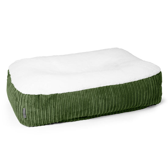 Lit pour Chien, Taille Moyenne - Sherpa & Côtelé Vert Forêt 01