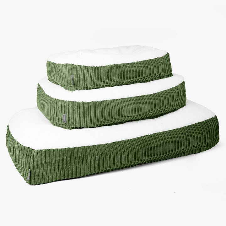 Lit pour Chien, Taille Moyenne - Sherpa & Côtelé Vert Forêt 02