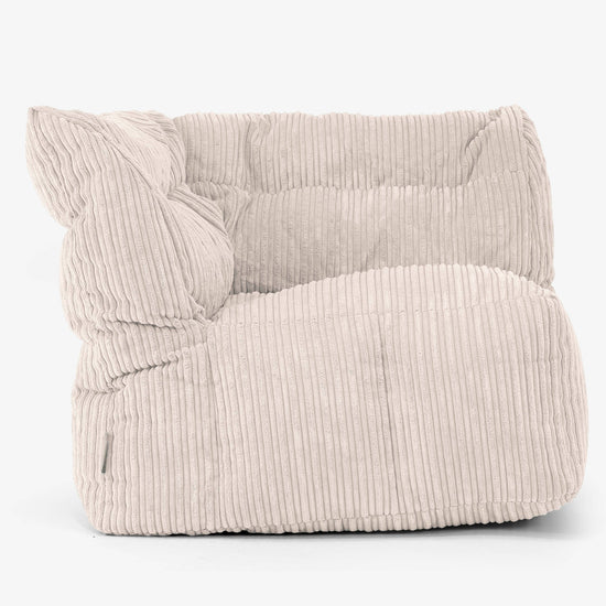 Modulaire Canapé Pouf, Élément Angle Gauche - Côtelé Ivoire 01