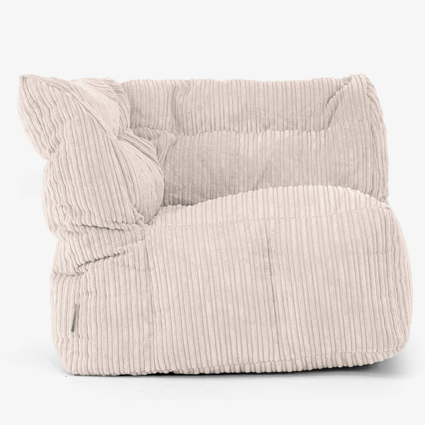 Modulaire Canapé Pouf, Élément Angle Gauche - Côtelé Ivoire 01