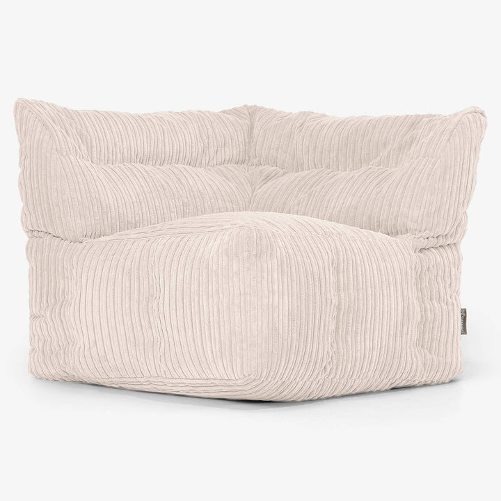 Modulaire Canapé Pouf, Élément Angle Gauche - Côtelé Ivoire 02