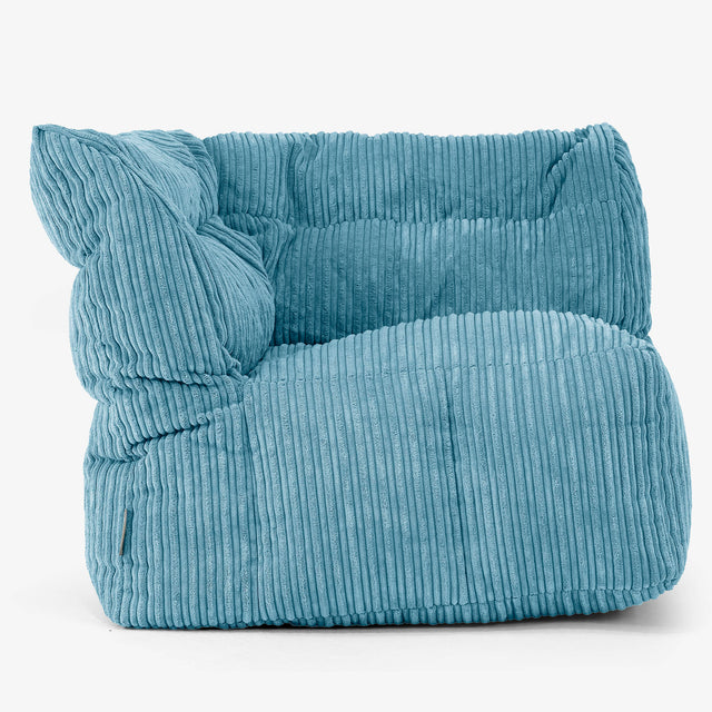 Modulaire Canapé Pouf, Élément Angle Gauche - Côtelé Mer Égée 01