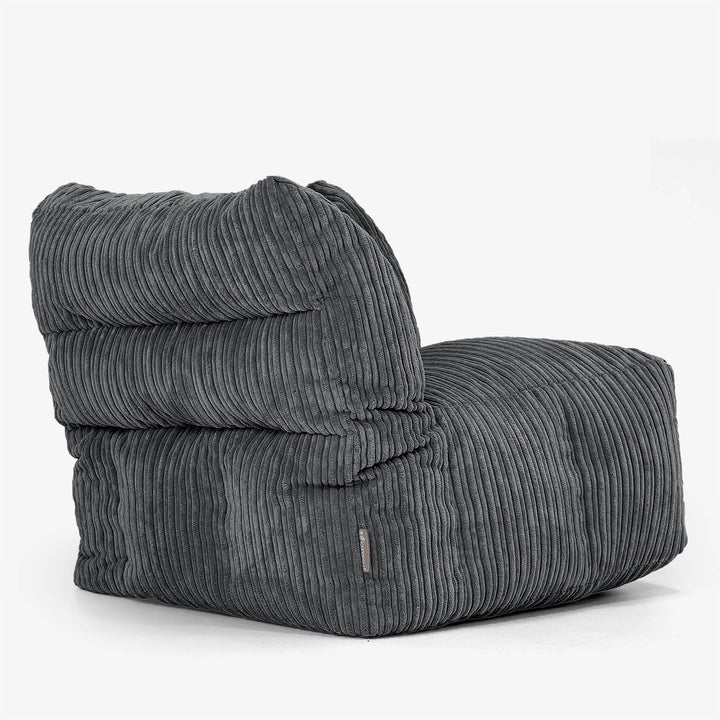 Modulaire Canapé Pouf, Élément Angle Gauche - Côtelé Noir 03