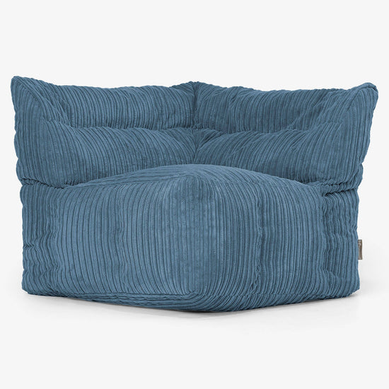 Modulaire Canapé Pouf, Élément Angle Droit - Côtelé Bleu Marine 02