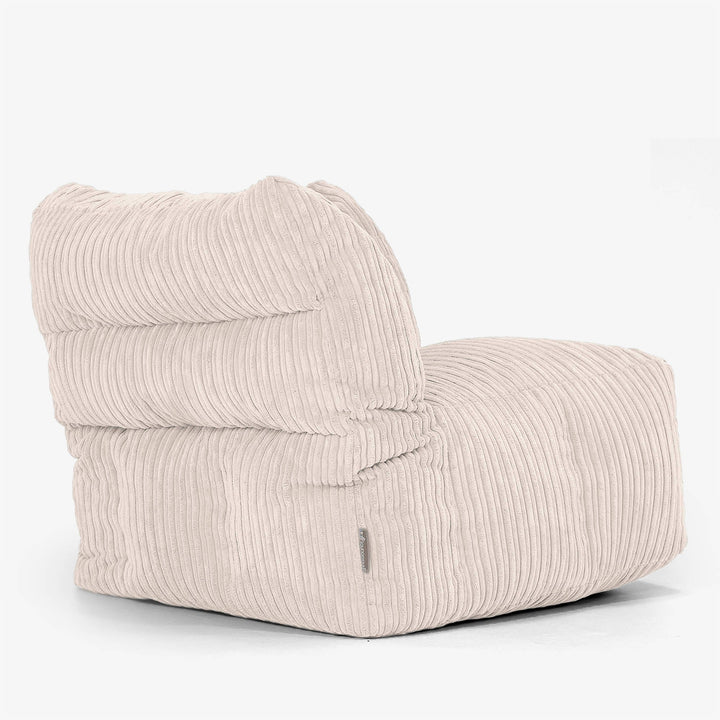 Modulaire Canapé Pouf, Élément Angle Droit - Côtelé Ivoire 03