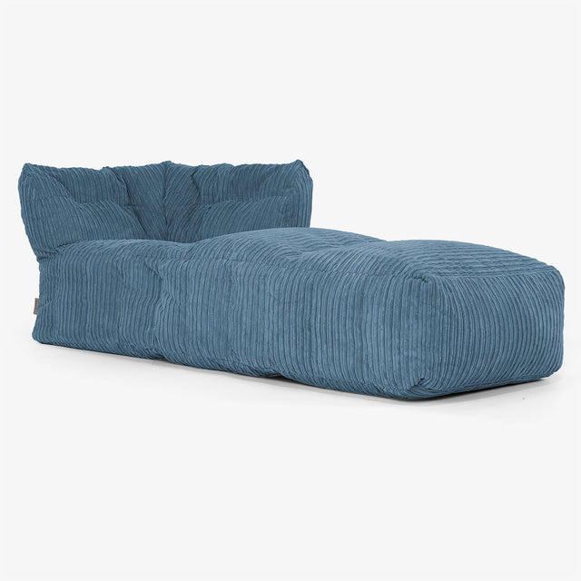 Modulaire Canapé Pouf, Élément Méridienne Droite - Côtelé Bleu Marine 01