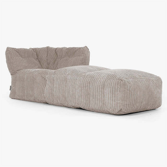 Modulaire Canapé Pouf, Élément Méridienne Droite - Côtelé Grège 01