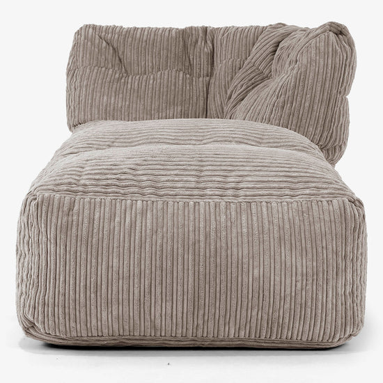 Modulaire Canapé Pouf, Élément Méridienne Droite - Côtelé Grège 02