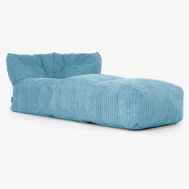 Modulaire Canapé Pouf, Élément Méridienne Droite - Côtelé Mer Égée 01
