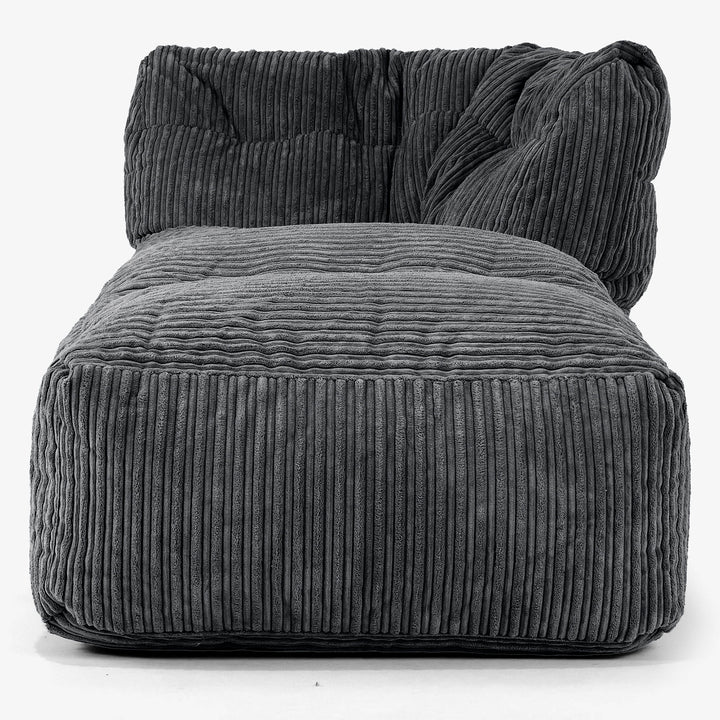 Modulaire Canapé Pouf, Élément Méridienne Droite - Côtelé Noir 02